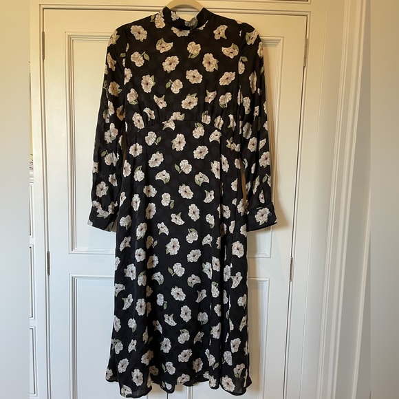 NWT - Zara - Floral Print Midi Dress - Mock Neck Collar - Picture 4 of 12